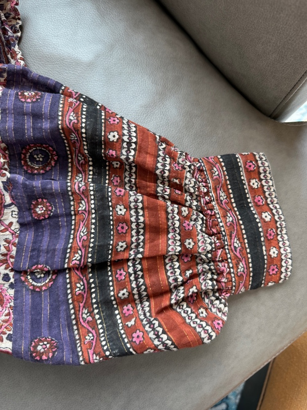 Cleobella Burgundy Purple Cream Paisley Button-Front Blouse - Picture 5 of 5